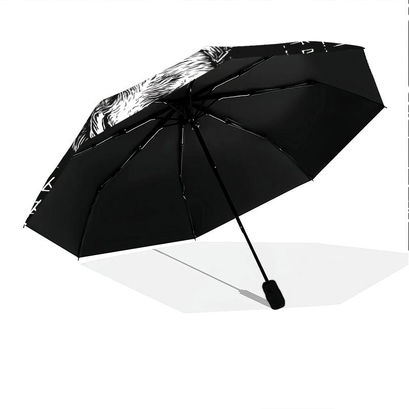 0106 Runic Sheep Head  pattern, automatic folding umbrella, portable and foldable design, 8 ribs, a Christmas or birthday gift.