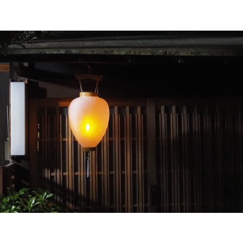 Urushi Product Gifu Paper Lantern, Bon Festival Lantern, Gosho Paper Lantern, LED Candle, Battery-Lighted, Cordless, 48cm Tall X 28cm Diameter, White,