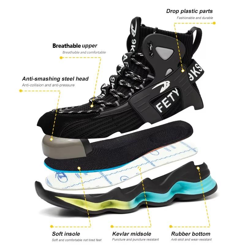 Fashion Work Boots Men Designer New Safety Shoes Men European Standard Steel Toe Shoes Anti-smash Anti-stab Indestructible Shoes