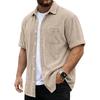 Men's Versatile Casual Corduroy Button-down Short-sleeved Shirt With Pockets