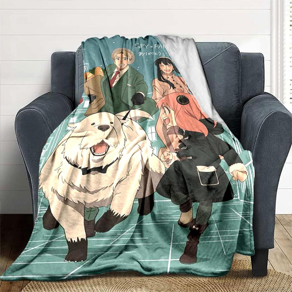 Spy x Family Anime Print Flannel Blanket High Quality Warm Comfortable Cover for All Seasons Perfect for Gifts Home Decor