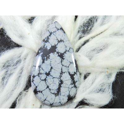 41Cts. Natürlicher Schneeflocken-Obsidian loser Edelstein Birnen-Cabochon 27X47X04MM SK-2826