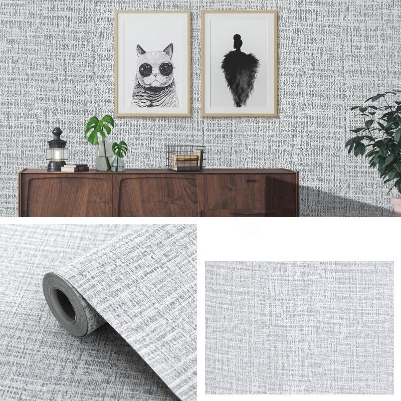 Solid Color Linen Pattern Living Room Bedroom Cabinet Decorative Sticker Self-adhesive Wallpaper Waterproof and Moisture-proof