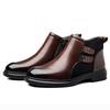 One Pedal Men's Shoes Winter Chelsea Boots Men's Leather Business Pointed Wool Cotton Shoes Dress Fur Shoes Men's