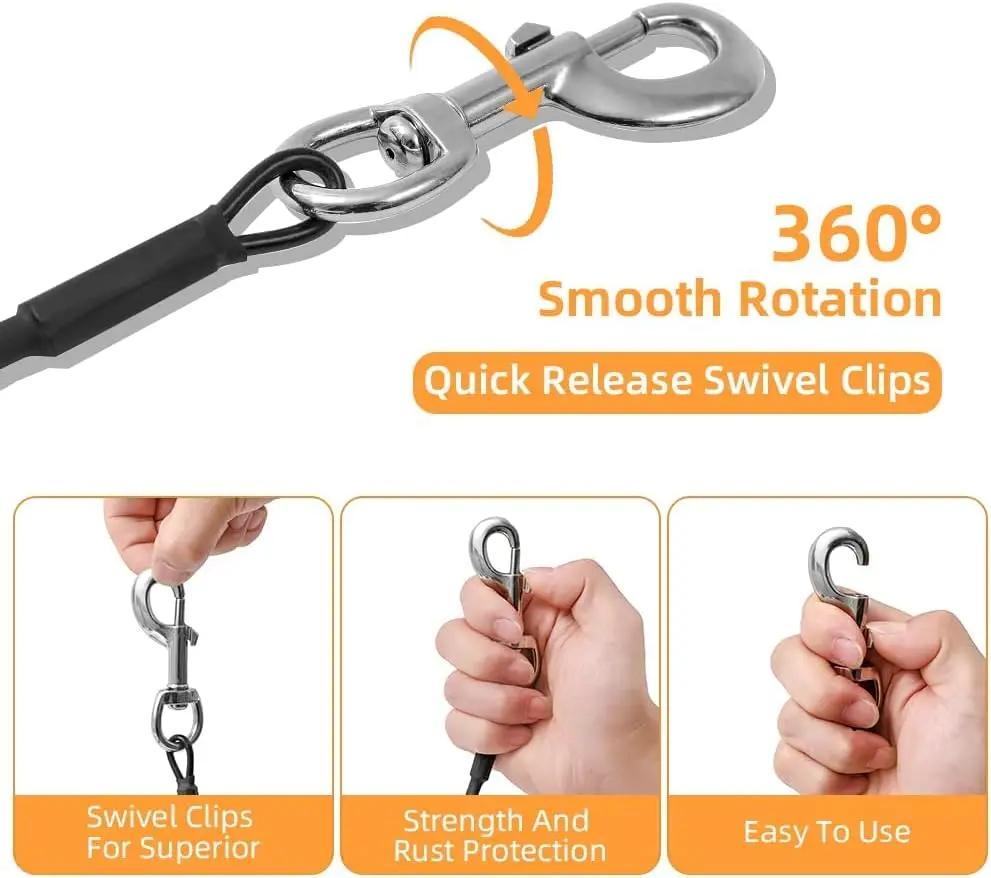 Lesă pentru câine Cablu de legare Cablu pentru câine rezistent la mestecat Cablu glisant pentru câine cu arc durabil rezistent la rugină Lesă de antrenament reflectorizantă