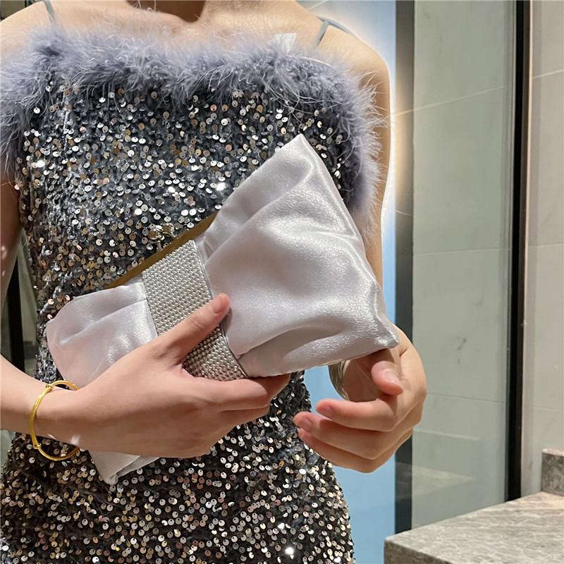 High-end Design Women's Bowknot Diamond Evening Clutch Bag Fashion Party Butterfly Bow Rhinestone Handbag Elegant Crossbod Bag