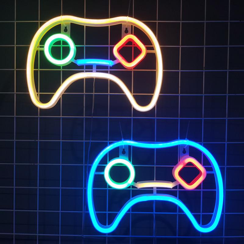 Neon Game Controller Wall Light: Colorful Decorative E-Sports Room Lighting