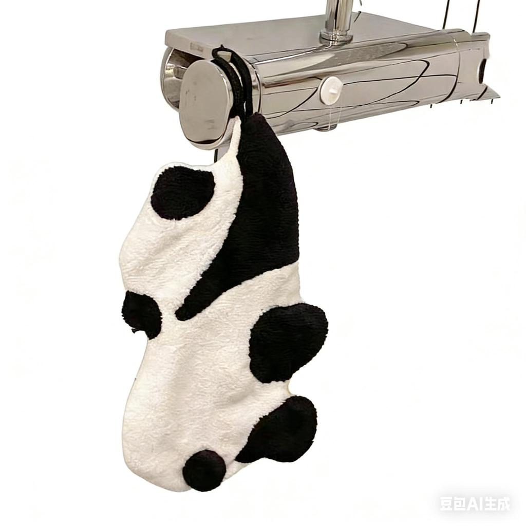 Panda Hand Towel, Hanging Type, Made Of Coral Fleece Microfiber, Absorbent And Quick-Drying, Suitable For Bathroom And Kitchen Use, Small Hand Towel