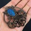 Blue Flash Labradorite Octopus Shape Gemstone Jewelry Pure Copper Wire Wrapped Handmade Pendant