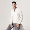 Men's Long Sleeve Half-Zip Sports Tee - Solid Color Stand Collar for Running and Fitness