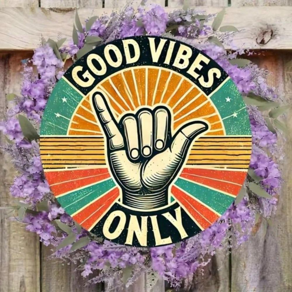Metal Poster Vintage 60s 70s Shaka Hawaii Peace Sign Positive Energy Beach House Wall Decor