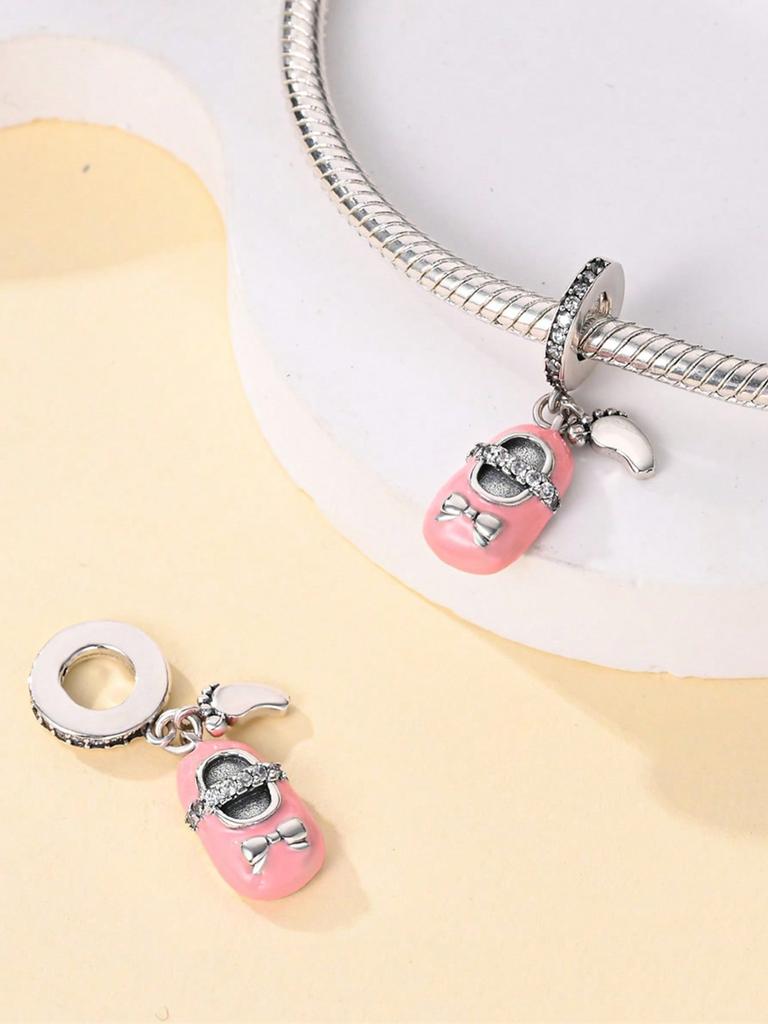 Charms Plata Heart-Shaped Happy Family Bead Charm Copper Plated Fit Charms Copper Original Bracelet For Jewelry Making Diy Charm