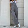 Women Suspender Rompers Overalls Vintage Jumpsuits Playsuits Fashion Long Pocket Wide Leg Pants