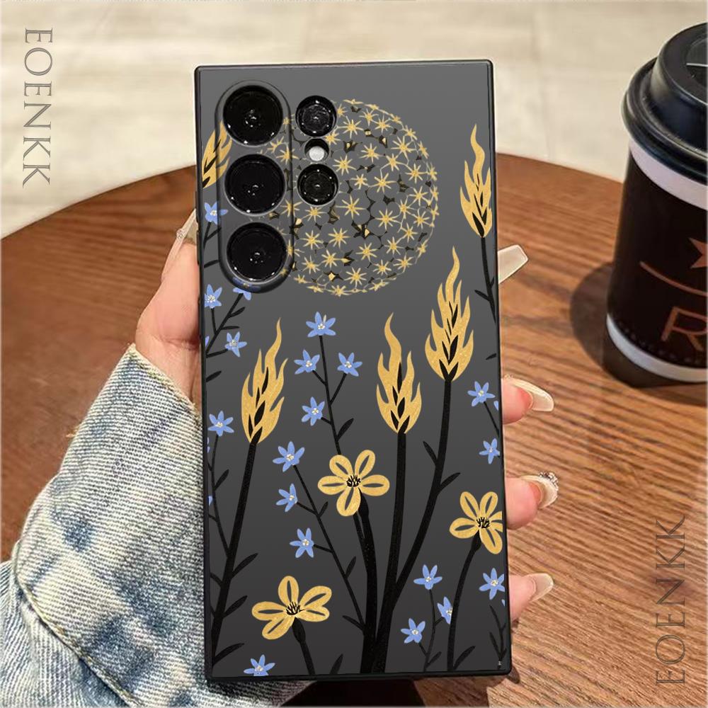 Simple Flower Pattern Soft Phone Case For Samsung Galaxy S25 S24 Ultra S23 S22 S21 S20Ultra FE Plus Note10 20 Lite Fashion Cover