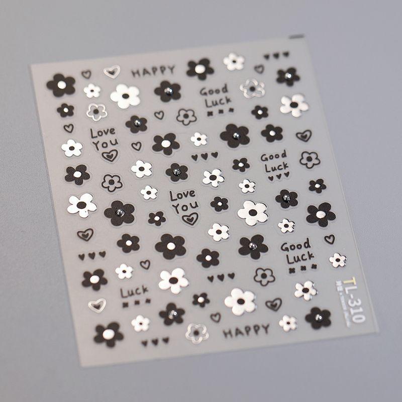 

Season Bronzing and Silver Plating Five-Petal Flower Points Pearl Nail Beauty Stickers Waterproof Nail Sticker Ornament Tl310 Tl312 TL310 (hot silver + Pearl)