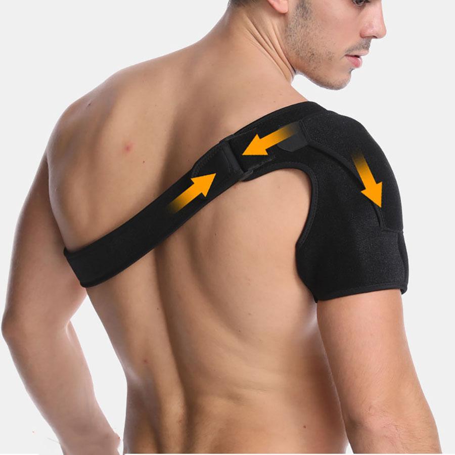 Black Adjustable Shoulder Brace Compression Cuff Pain Relief Support Belt Sprain