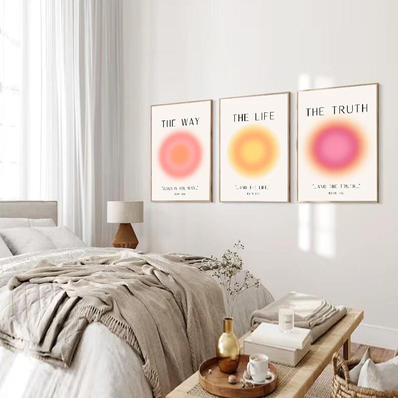 Colourful Gradient Halo Art Wall Art Angel Alphabet Aesthetic Canvas Painting Pink Orange Nordic Poster Home Bedroom Decoration