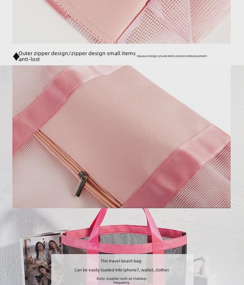 Solid Color Beach Bag: Portable Outdoor Travel and Swimming Storage Solution