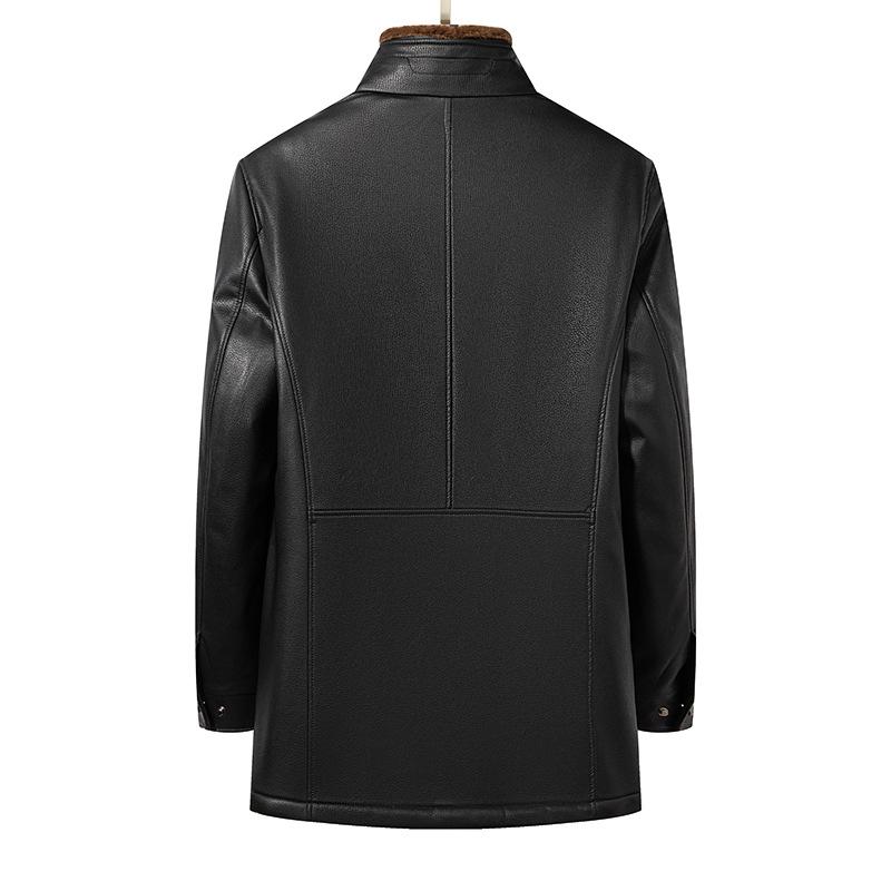 Echtes Leder Kleidung Herren Mantel Fleece-gefüttert Verdicktes Fell Integrierte Winter Revers Herren Pelz Kleid Jacke
