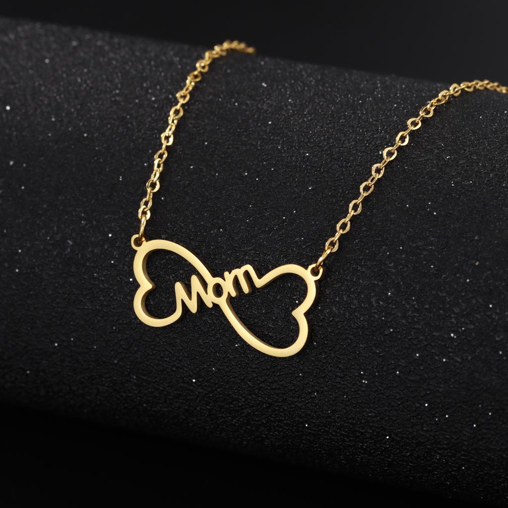 Mama Letter Pendant Butterfly Necklace for Women Stainless Steel  Chain Choker Trendy Family Jewelry Mother's Day Gift for Mom