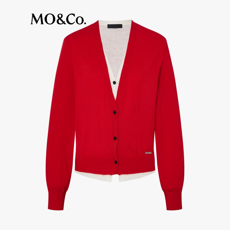 MO&Co. Merino Wool Faux Two-Piece Cardigan