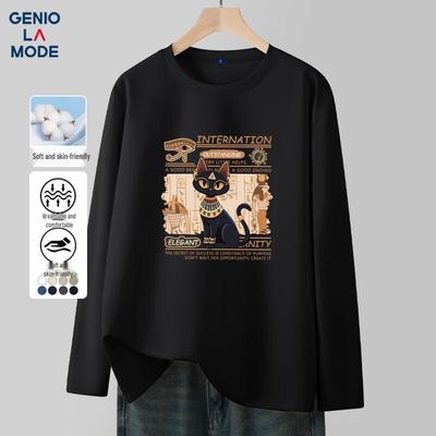 GENIOLAMODE Men's Pure Cotton Long-Sleeve Casual T-Shirt