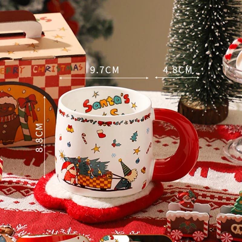 Christmas Gifts Cartoon Ceramic Mugs Vintage Exquisite Couple Coffee Cups Household Breakfast Milk Cup