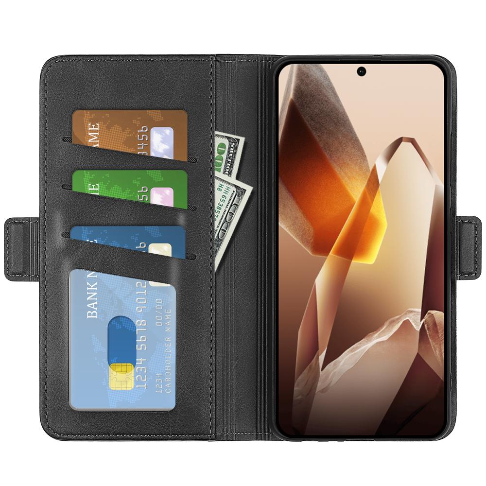 

For OnePlus 13 Stand Case Calf Texture Leather Wallet Phone Cover Black