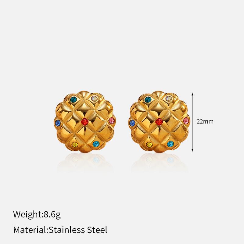 Chenhe stainless steel jewelry women's light luxury high-end gold earrings European and American niche do not fade titanium steel studs