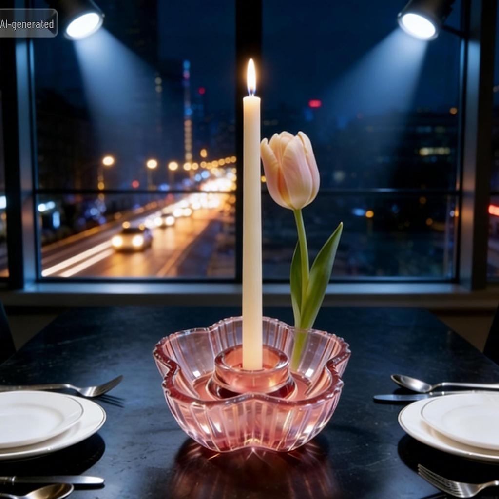 Elegant Plum Blossom Glass Candle Holder for Romantic Dinners and Proposals