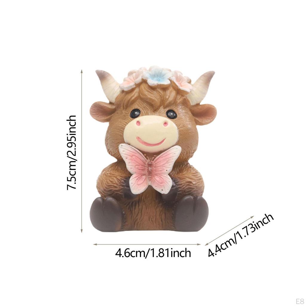 Highland Cow Figurine for Tabletop Decoration, Resin Animal Sculpture Garden And Living Space