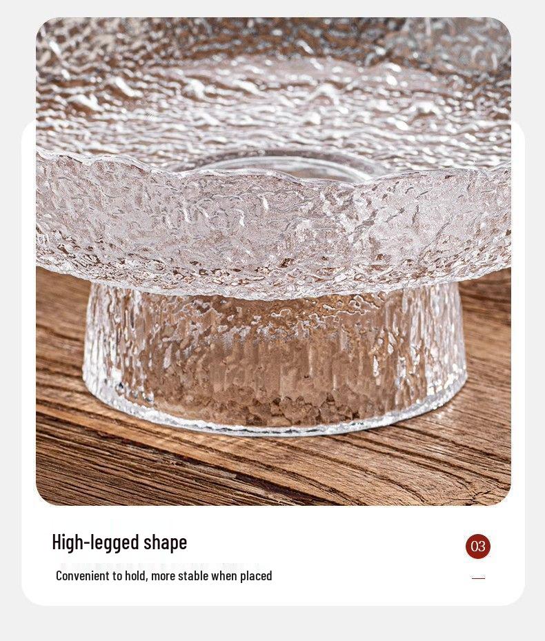 Glass Fruit Plate - Elegant High-Footed Dessert and Snack Holder for Living Room Coffee Table.