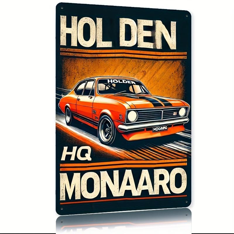 Vintage HQ Monaro Tin Sign Rustic Iron Metal Wall Art with Classic Orange Car Design Perfect for Home Bar Cafe Gar