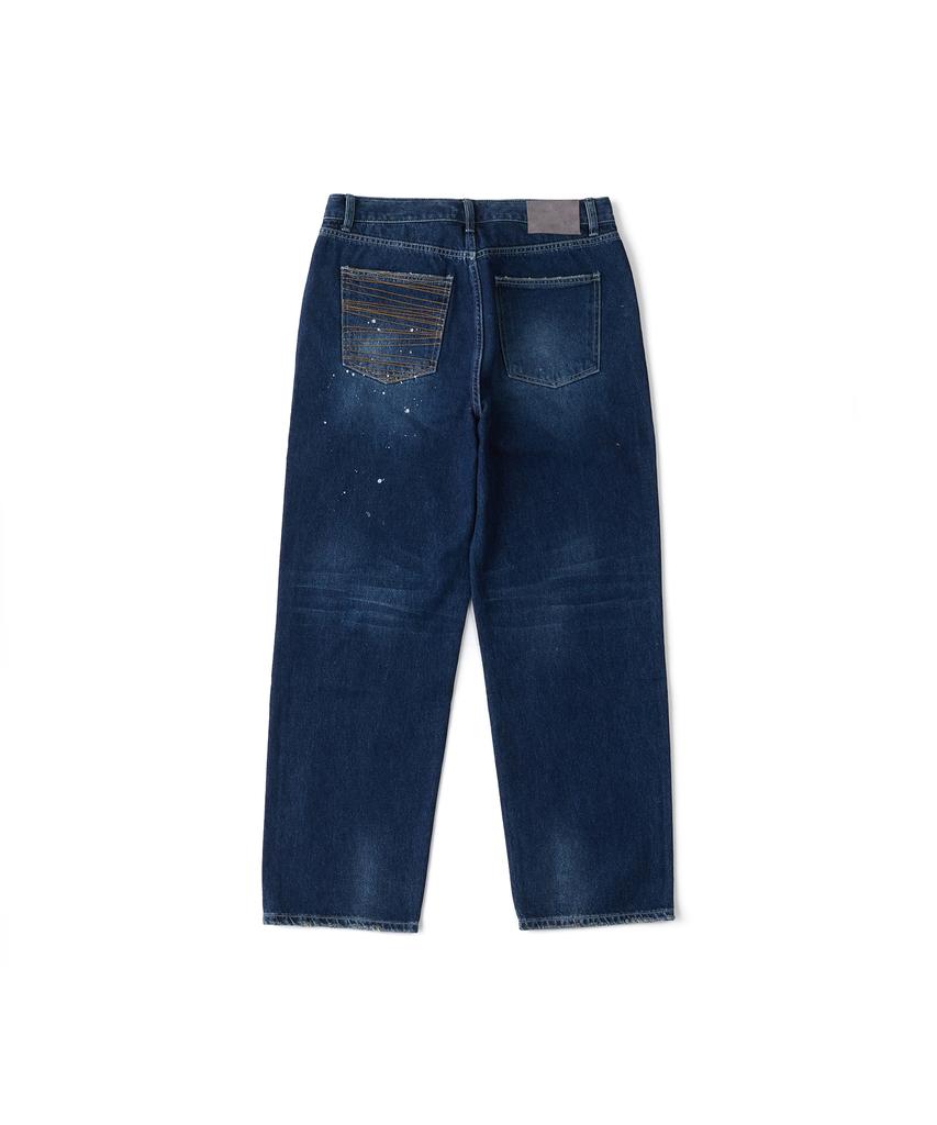 Lamolaeng Recycle Savage Denim Pants Deep Blue