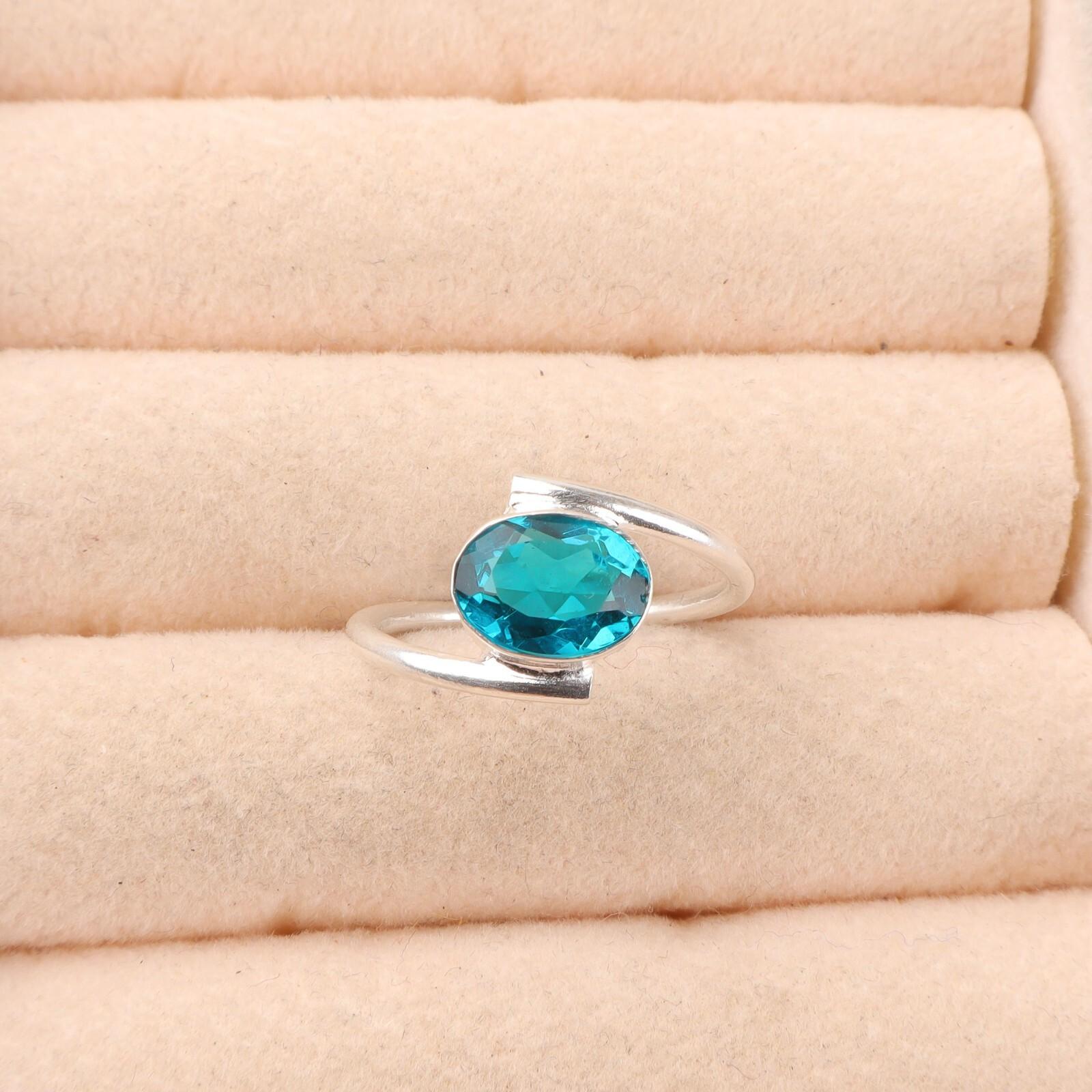 

Натуральный Апатит Драгоценный Камень Серебро 925 пробы Ювелирные Изделия Ручной Работы Кольцо Свадебный Подарок RR-31-7 9.25