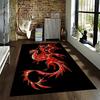 "Fiery Red Dragon Pattern Rug with Black Background for Home Decor" Suitable for use as an anti-slip for living room bedroom sofas