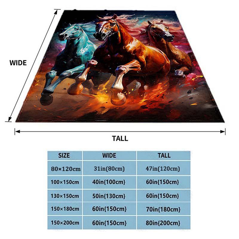 Running Horse Flannel Throw Blanket - Lightweight Digital Print Fleece, Soft & Warm for Sofa/Bed/Travel/Office, Home Decor