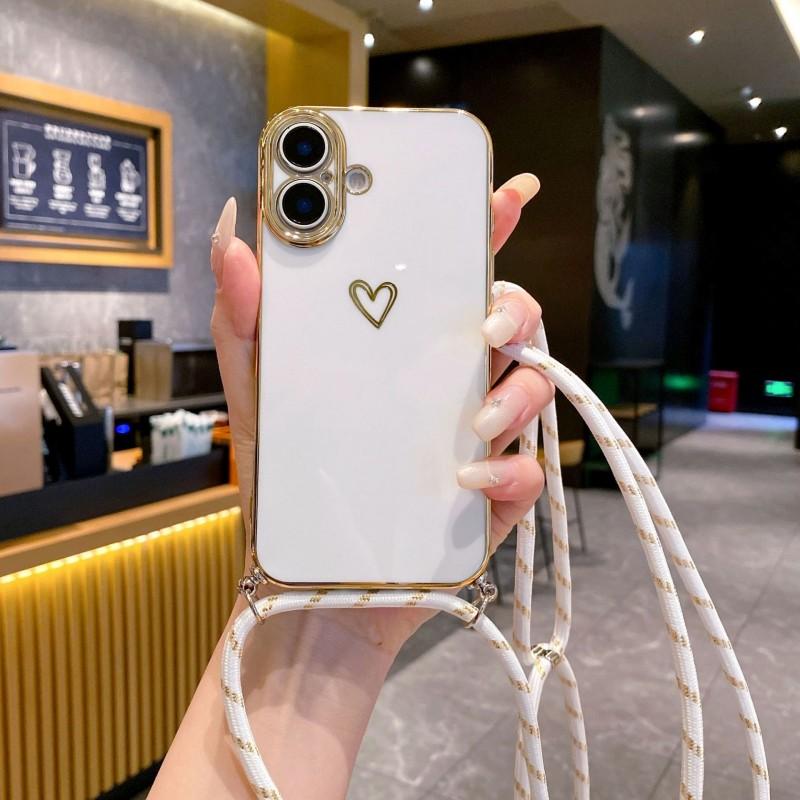 

Crossbody Lanyard Case For OPPO Realme 14 Pro Plus C71 C75 Reno 13 13F 12 12F 11F Plating Love Camera Protect Shockproof Cover Realme 14 5G&Case & Strap