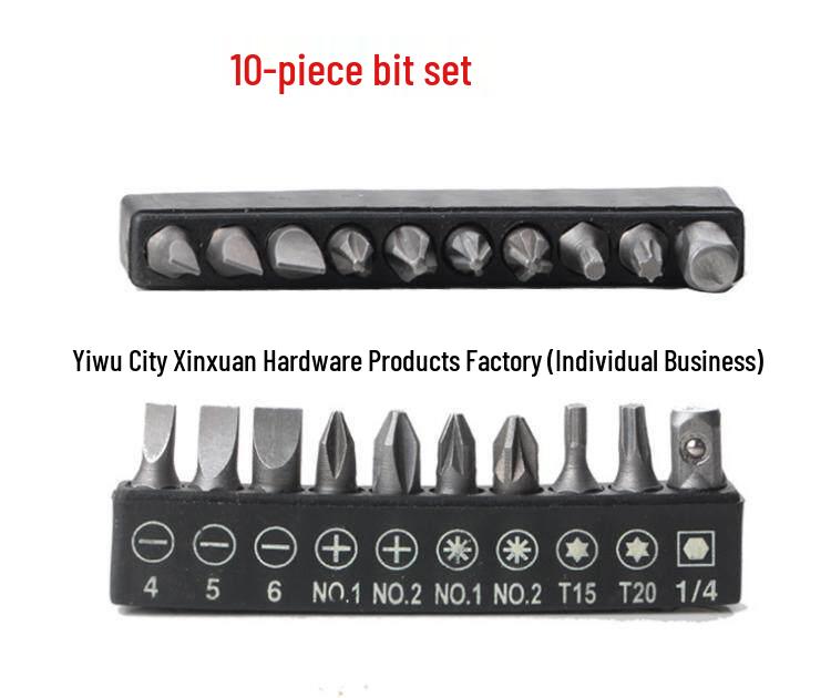 Compact 90° Ratchet Screwdriver Set: Forward/Reverse, Slotted, Phillips, Hex, Torx