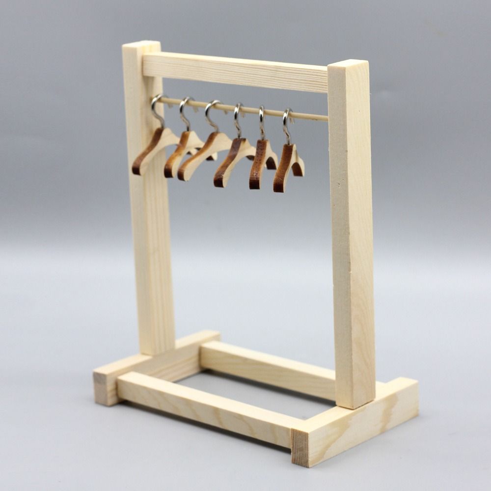 

Mini Dollhouse Furniture Toys Wooden Garment Organizer Mini Doll Clothing Hanger Cotton Dolls S