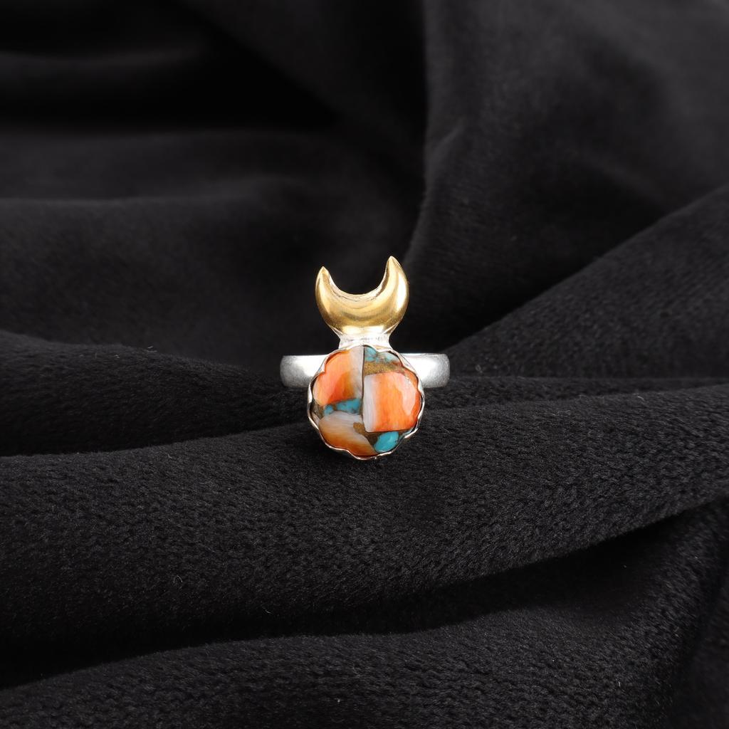 Spiny Oyster Turquoise Gemstone Jewelry, 925 Solid Sterling Silver Ring, Handmade Gorgeous Silver Ring For Birthday Gift