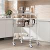 Kitchen Utility Cart, 3 Tiers, Wire Rolling Cart with 470LBS Capacity, Steel Service Cart On Wheels, Metal Storage Trolley with 76mm Basket Curved