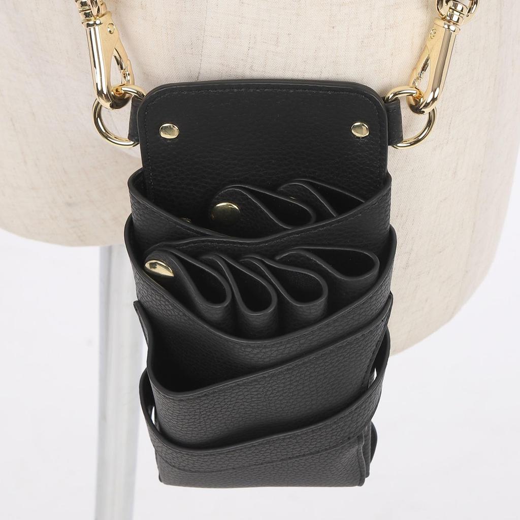 DEEDS Scissor Sienna Black with Gold for and Trimmers Case, 4-6 Scissors, (Grained) Hardware, S-399, Hairdressers, Barbers,