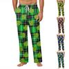 Pantalon Décontracté à Poches Imprimé à Rayures et Carreaux pour Homme Pantalon de Pyjama d'Intérieur