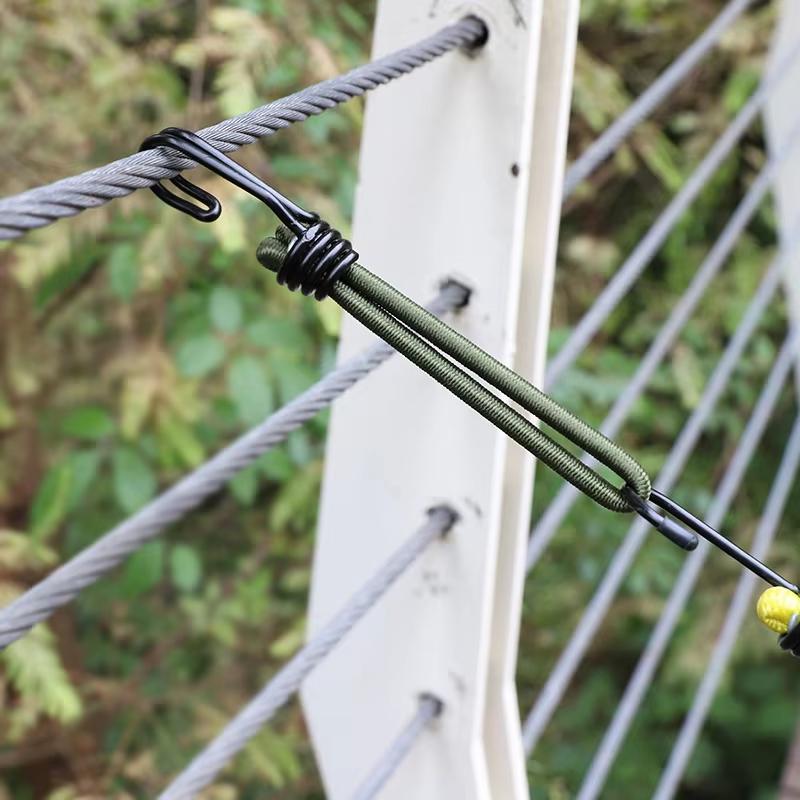 4 Pcs Outdoor Tent Bungee Elastic Rope Cords with Hook Camping Canopy Tarp Tent Fastener Hitch Mounts for Fixed Binding Belt