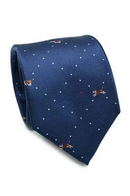 Simon Carter Dog & Dot Silk Tie (Dark Blue)