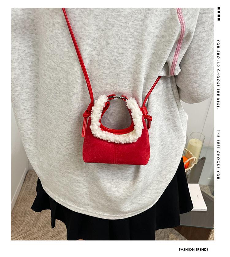 Children's Cute Mini Retro Crossbody Bag - 2025 New Plush-Edged Handbag for Girls