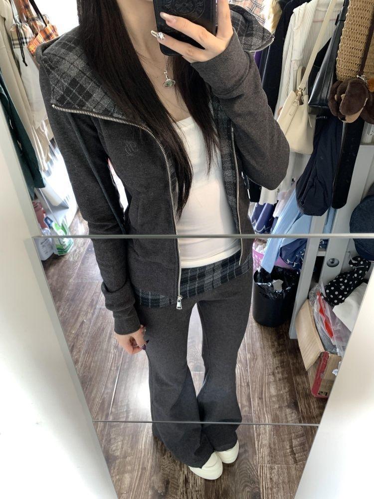 Korean Style Hooded Cardigan & High-Waisted Long Pants Set for Women - Autumn/Winter Fashion