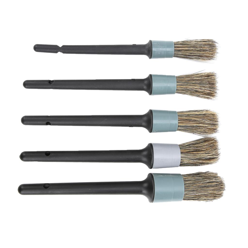 5PCS Car Detailing Brush Kit Dirt Dust Cleaning Tool with Black Handle for Trucks Motorcycles Bicycles