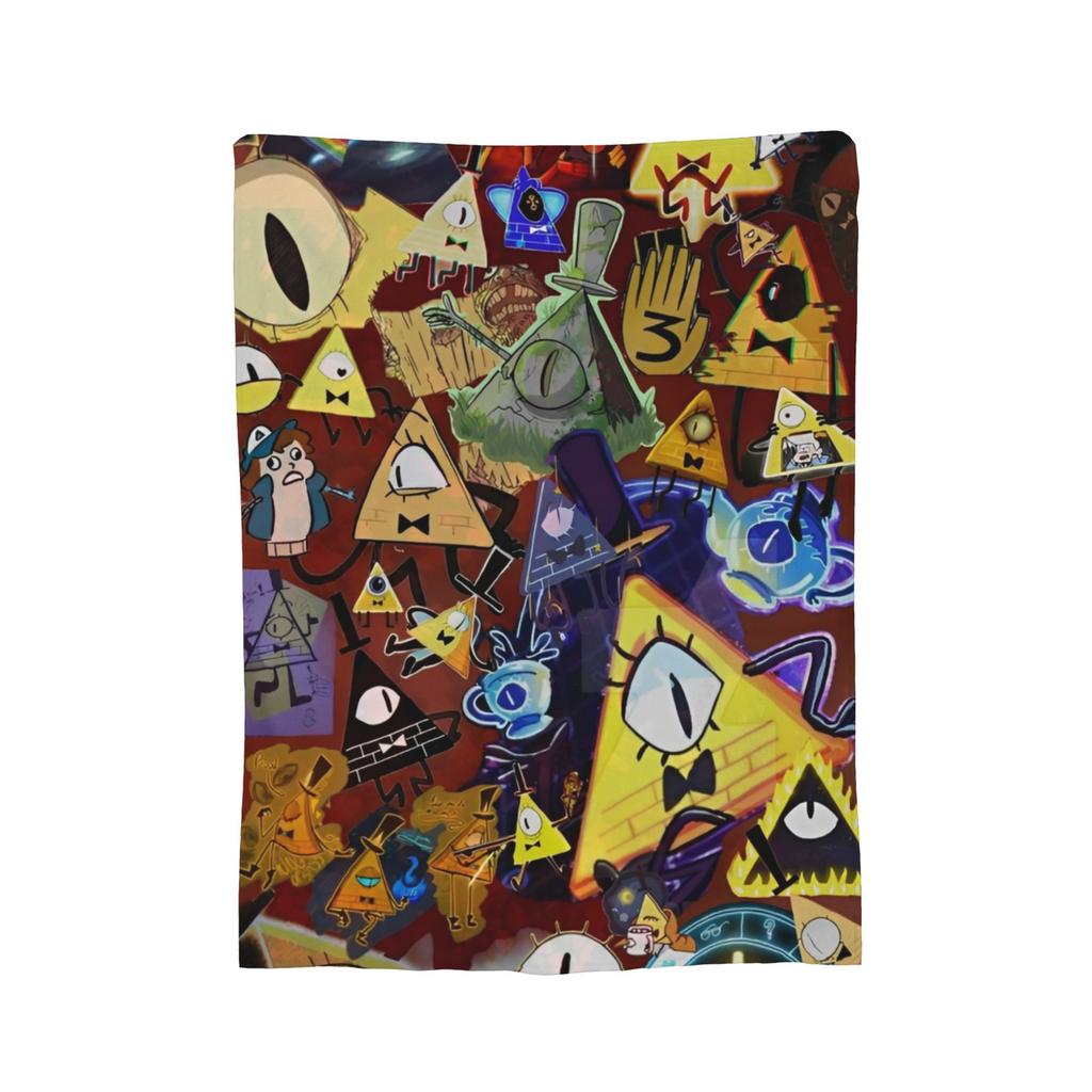 Gravitys Falls Fleece Throw Blanket Bill Cipher Mystery Blankets for Bedding Couch Lightweight Thin Plush Thin Quilt,